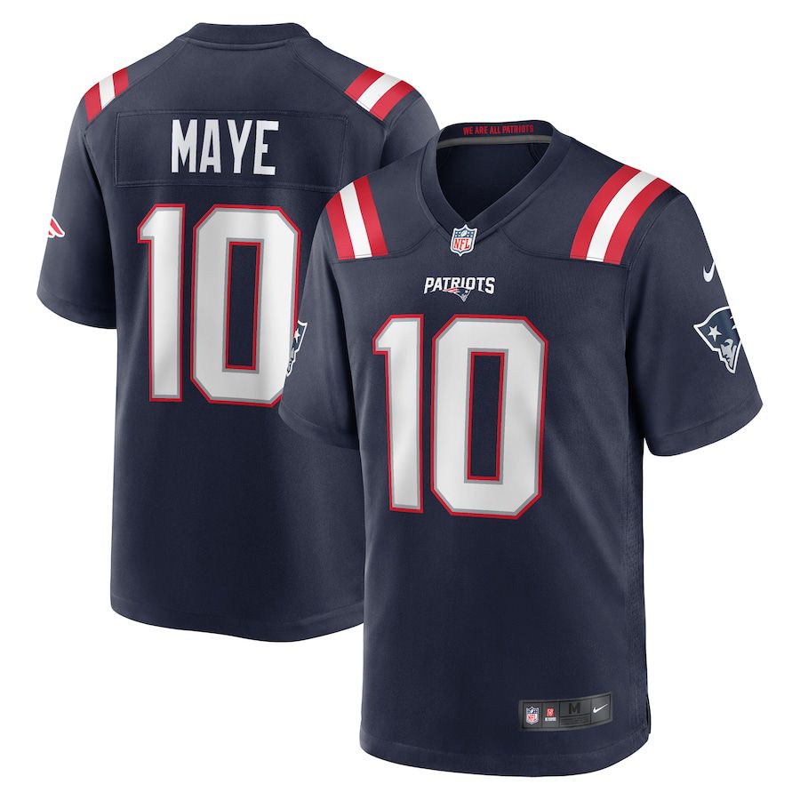 Men New England Patriots #10 Drake Maye Nike Navy 2024 NFL Draft First Round Pick Player Game Jersey